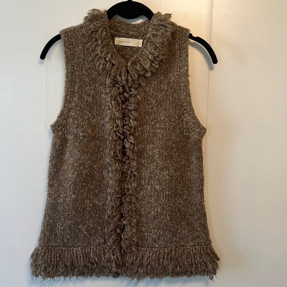 Anthropologie Sweaters - Anthropologie Sleeping on Snow Brown sweater vest, small, fringe detail